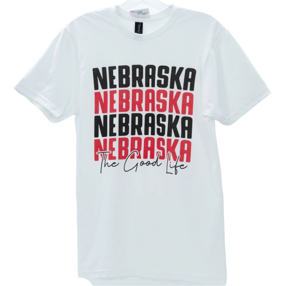 Nebraska The Good Life T-Shirt | White | Pretty & Fabulous