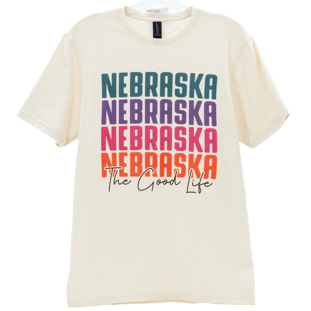 Nebraska The Good Life T-Shirt  | Cream | Pretty & Fabulous