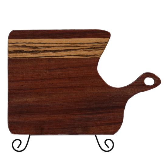 Cutting Board With Handle | Square | Light & Dark Wood Blend | Handcrafted