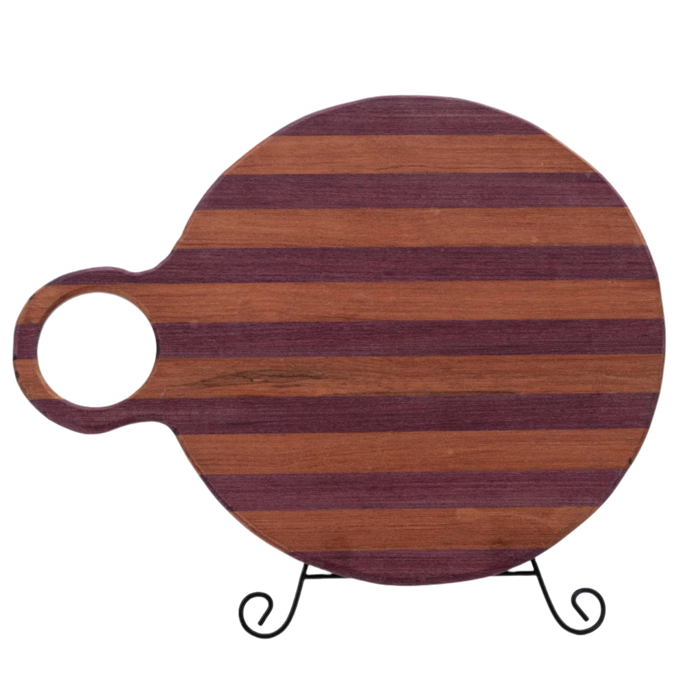 Cutting Board With Handle | Circle | Mixed Wood | Handcrafted
