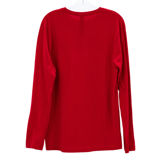 back view of a red long-sleeve t-shirt