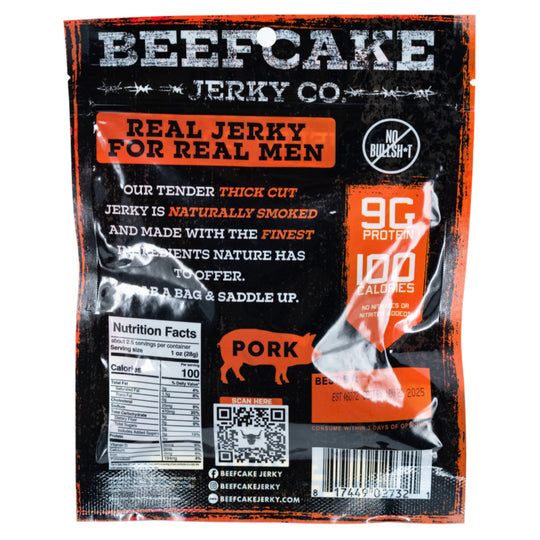 Beefcake Jerky Co Pork Sweet Heat Jerky | 2.7 oz | No Nitrates or Nitrites | Gold Dust Kettle Corn