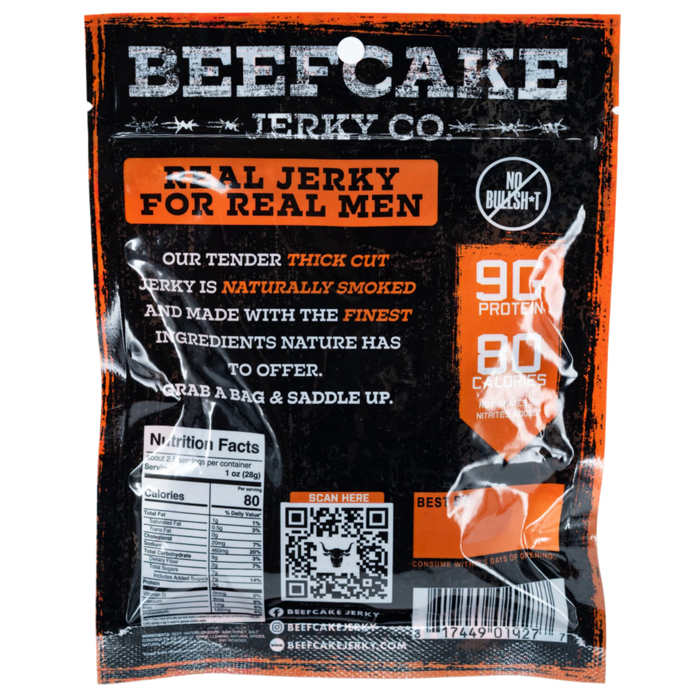 Beefcake Jerky Co Original Beef Jerky | 2.7 oz | No Nitrates or Nitrites | Gold Dust Kettle Corn