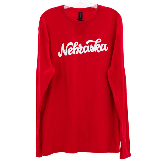 Nebraska Husker Puff Long Sleeve Shirt | Red/White | Double Play Apparel & Engraving LLC