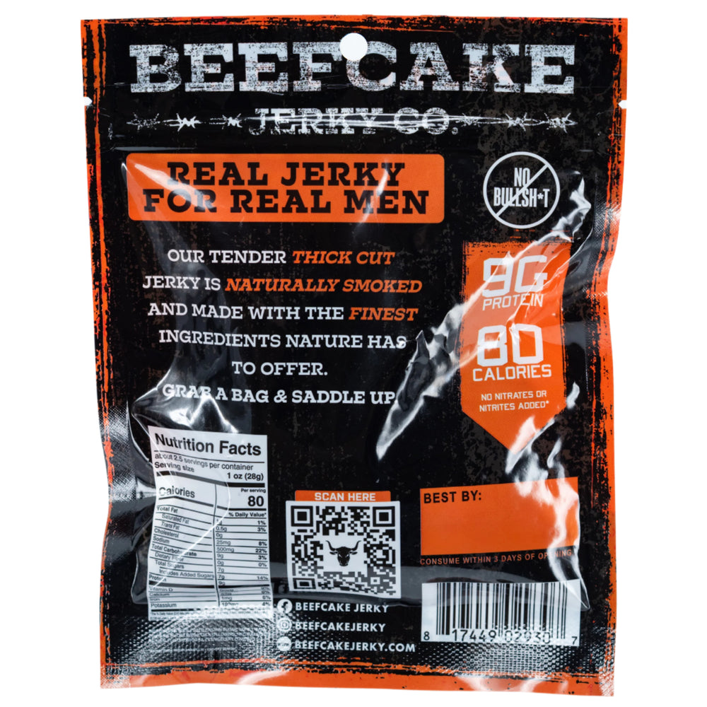 Beefcake Jerky Co Beef Peppered Jerky | 2.7 oz | No Nitrates or Nitrites | Gold Dust Kettle Corn