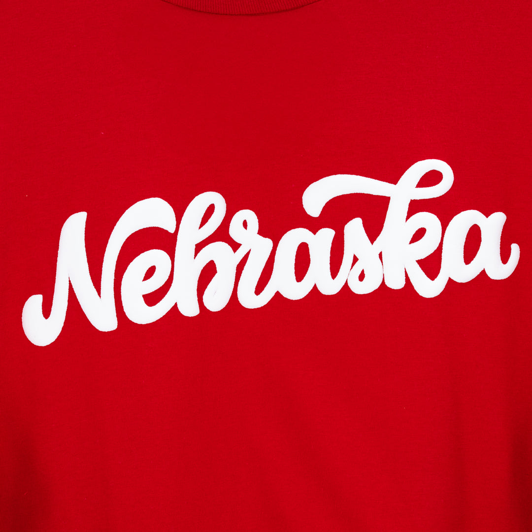 Nebraska Husker Puff Long Sleeve Shirt | Red/White | Double Play Apparel & Engraving LLC