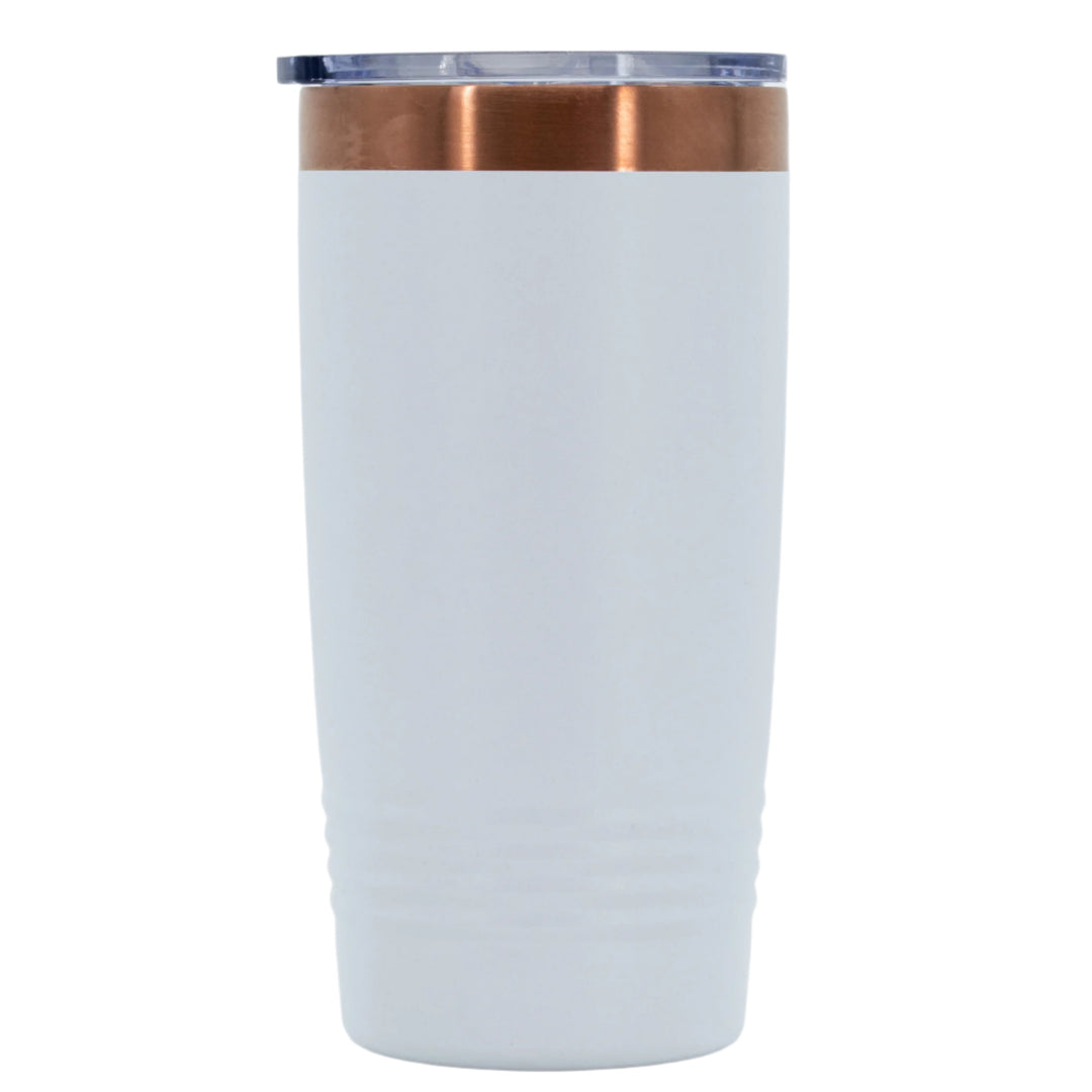 Nebraska The Good Life Sandhill Crane Stainless Steel Vacuum Insulated Tumbler | 20 oz | Rose Gold & White | RCK Creations & More