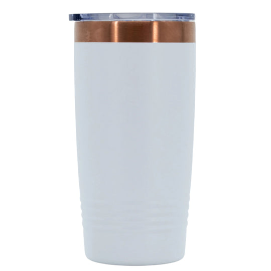 Nebraska The Good Life Sandhill Crane Stainless Steel Vacuum Insulated Tumbler | 20 oz | Rose Gold & White | RCK Creations & More