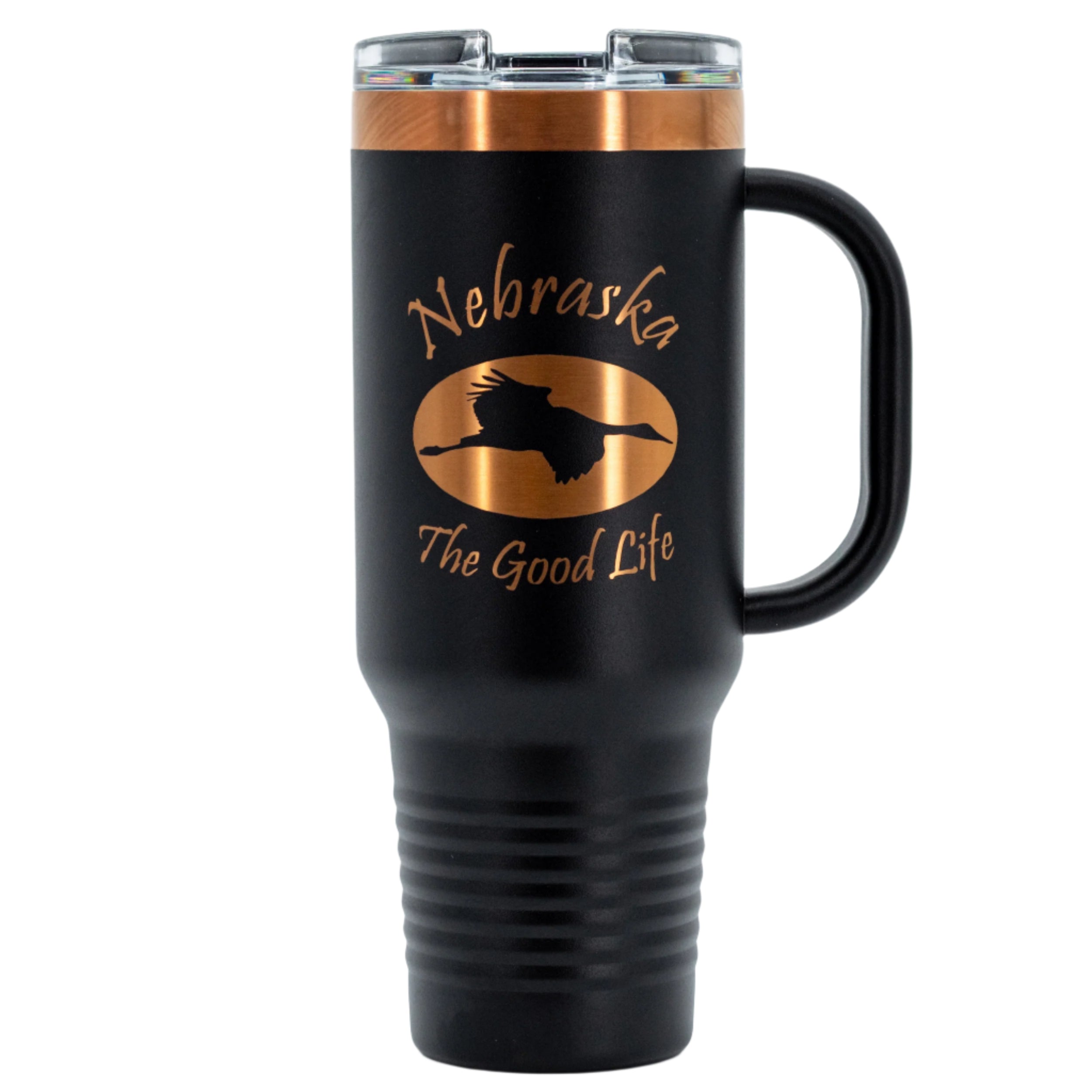 Sandhill Crane Stainless Steel Tumbler with Handle | 40 oz | Black