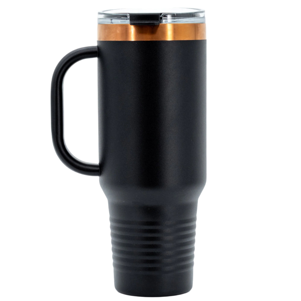 Sandhill Crane Stainless Steel Tumbler with Handle | 40 oz | Black & Rose Gold | RCK Creations & More