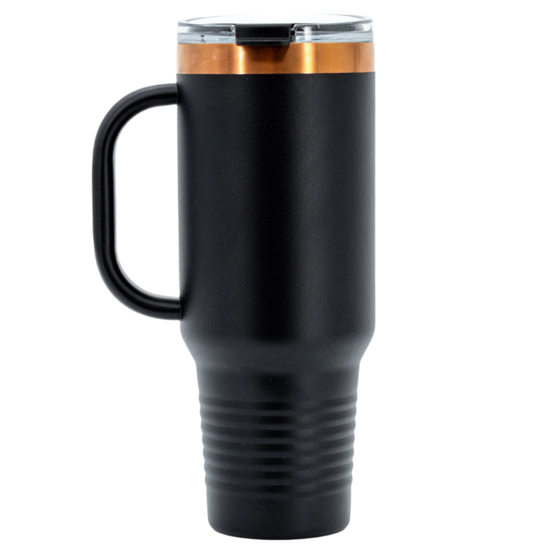 Sandhill Crane Stainless Steel Tumbler with Handle | 40 oz | Black & Rose Gold | RCK Creations & More