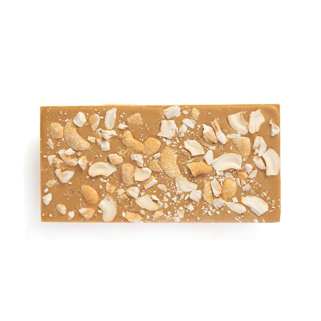 Chocolate bar with nuts on a white background