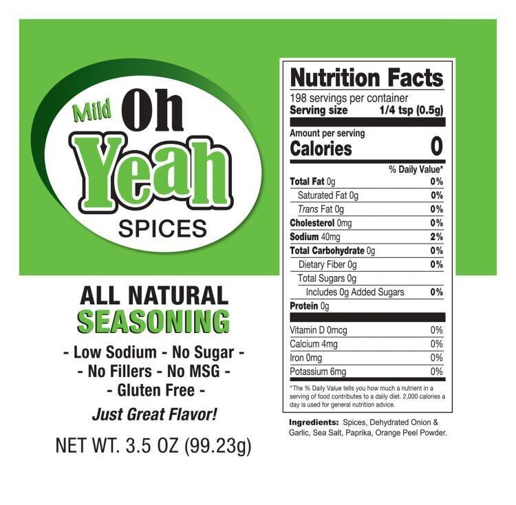 Oh Yeah Plus | 3.5 oz. Bottle | 12 All Natural Herbs and Spices | Low Sodium | Sugar Free |  Steak, Chicken, Or Veggie Seasoning | Adds Richness to All Meals | No MSG or GMO | Healthy Spice Alternative | Nebraska-Made Seasoning