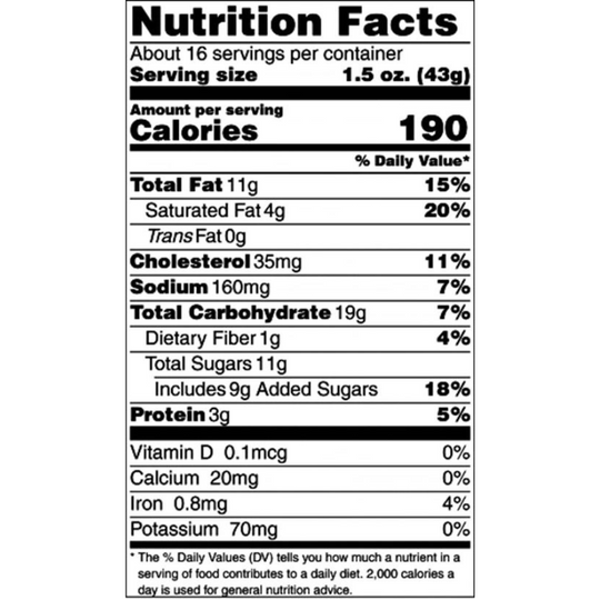 Nutrition Facts for Southern Pecan Cake 