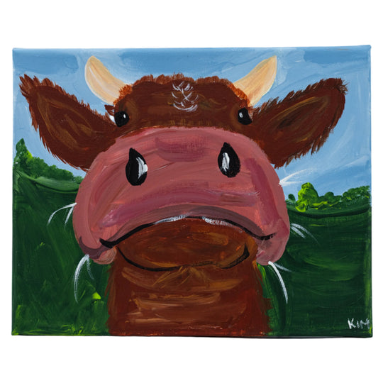 Prince George The Big Brown Cow | 8 X 8 | Canvas Painting | The Painted Attic