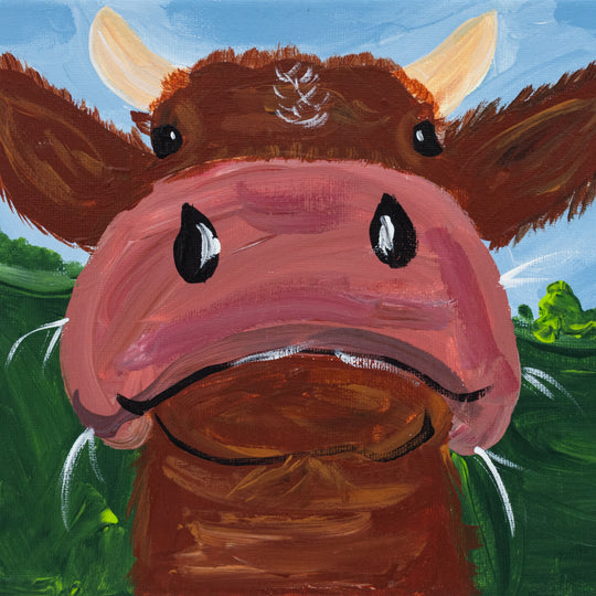 Prince George The Big Brown Cow | 8 X 8 | Canvas Painting | The Painted Attic