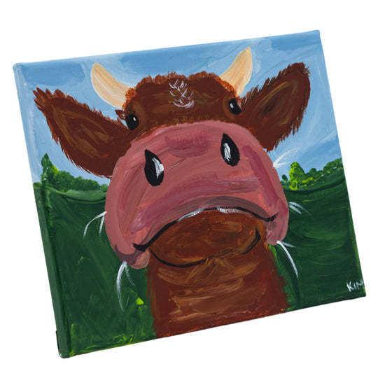 Prince George The Big Brown Cow | 8 X 8 | Canvas Painting | The Painted Attic