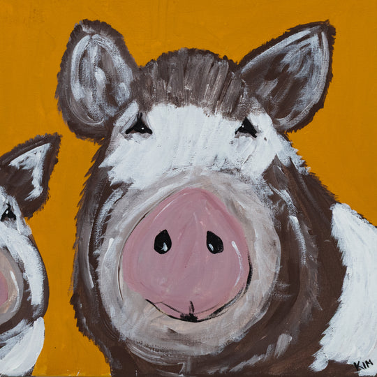 Elsa & Emma The Pigs | 16 X 12 | Canvas Painting | The Painted Attic