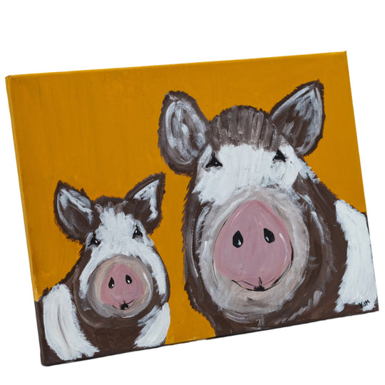 Elsa & Emma The Pigs | 16 X 12 | Canvas Painting | The Painted Attic