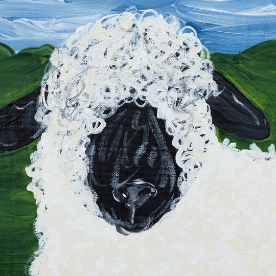 Clarence The Sheep |  10 X 10 | Canvas Painting | The Painted Attic