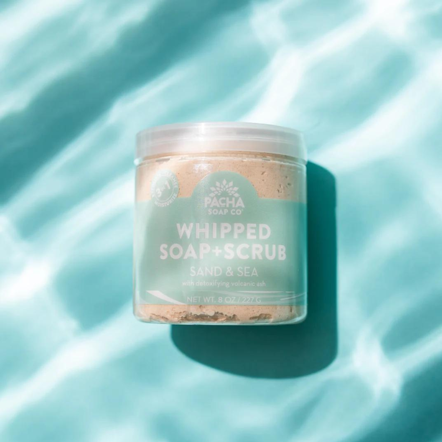 Sand & Sea Whipped Soap + Scrub | 8 oz. | Crafted With Exfoliating Pumice, Cleansing Oils, and Skin-Softening Magnesium | Daily Three-In-One Body Wash | Gently Cleanses, Exfoliates, and Moisturizes At Once | Nebraska Soap