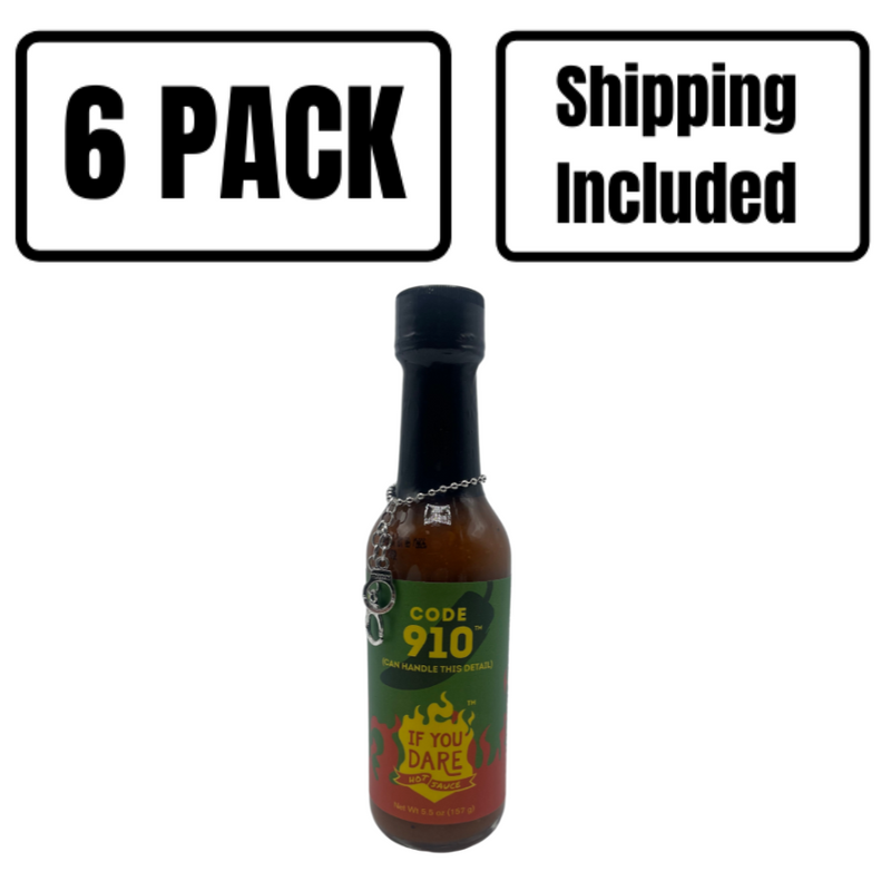 Hot Sauce | Code 910 | Can Handle This Detail | 5.5 oz. | 6 Pack | Medium Heat | Try On Pizza, Hamburgers, Tacos, And So Much More | Medium Hot Sauce | Adds A Punch Of Spicy Flavor To Any Dish | Shipping Included