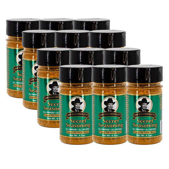 Jim Baldridge Secret Seasoning | Pack of 12 | 4.7 oz | Gluten Free | Baldridge Food Company