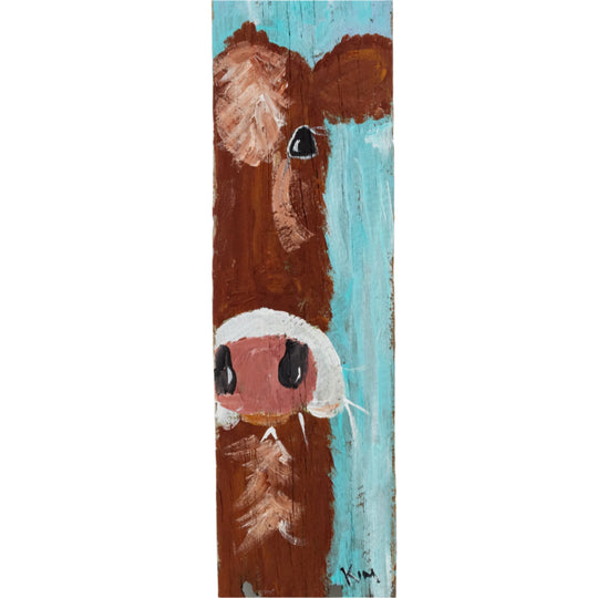 Bonnie The Brown Cow | 22 X 5.5 | Wooden Painting | The Painted Attic