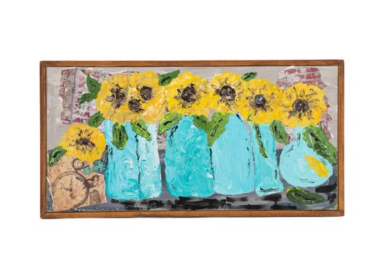 Sunflower Time | 25" x 13" | Canvas Flower Painting | Frame Included | The Painted Attic