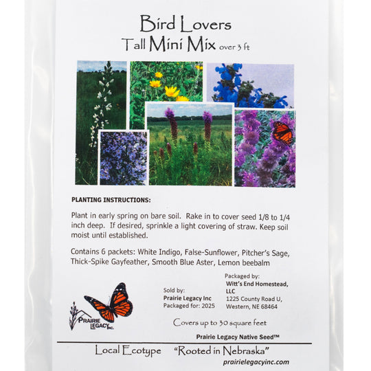 Mini Seed Mix | Bird Lovers | Tall & Short Options | Native Nebraska Seeds | Prairie Legacy Inc