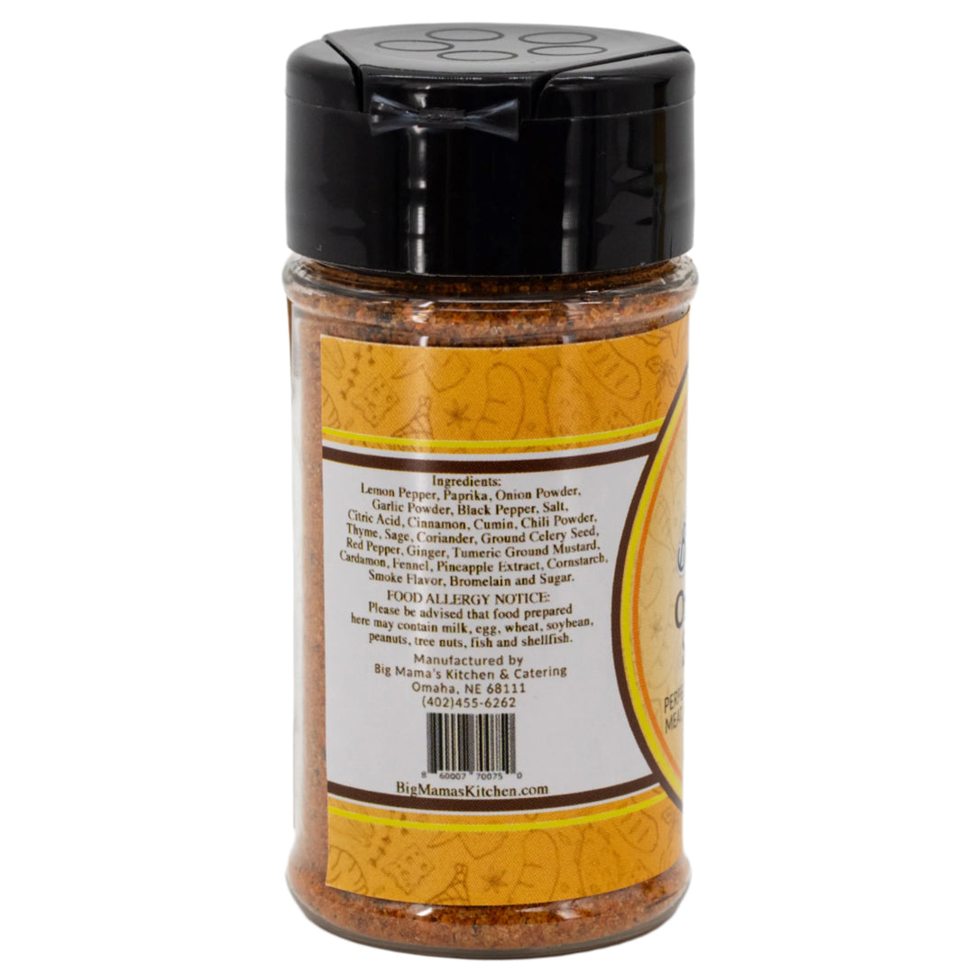 Spice jar with black lid on a white background