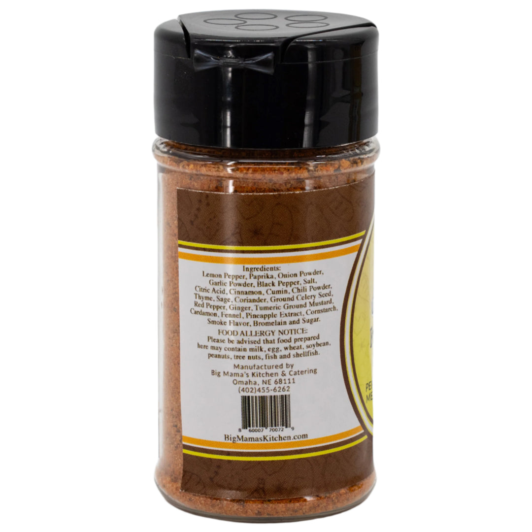 Spice jar with black lid on a white background