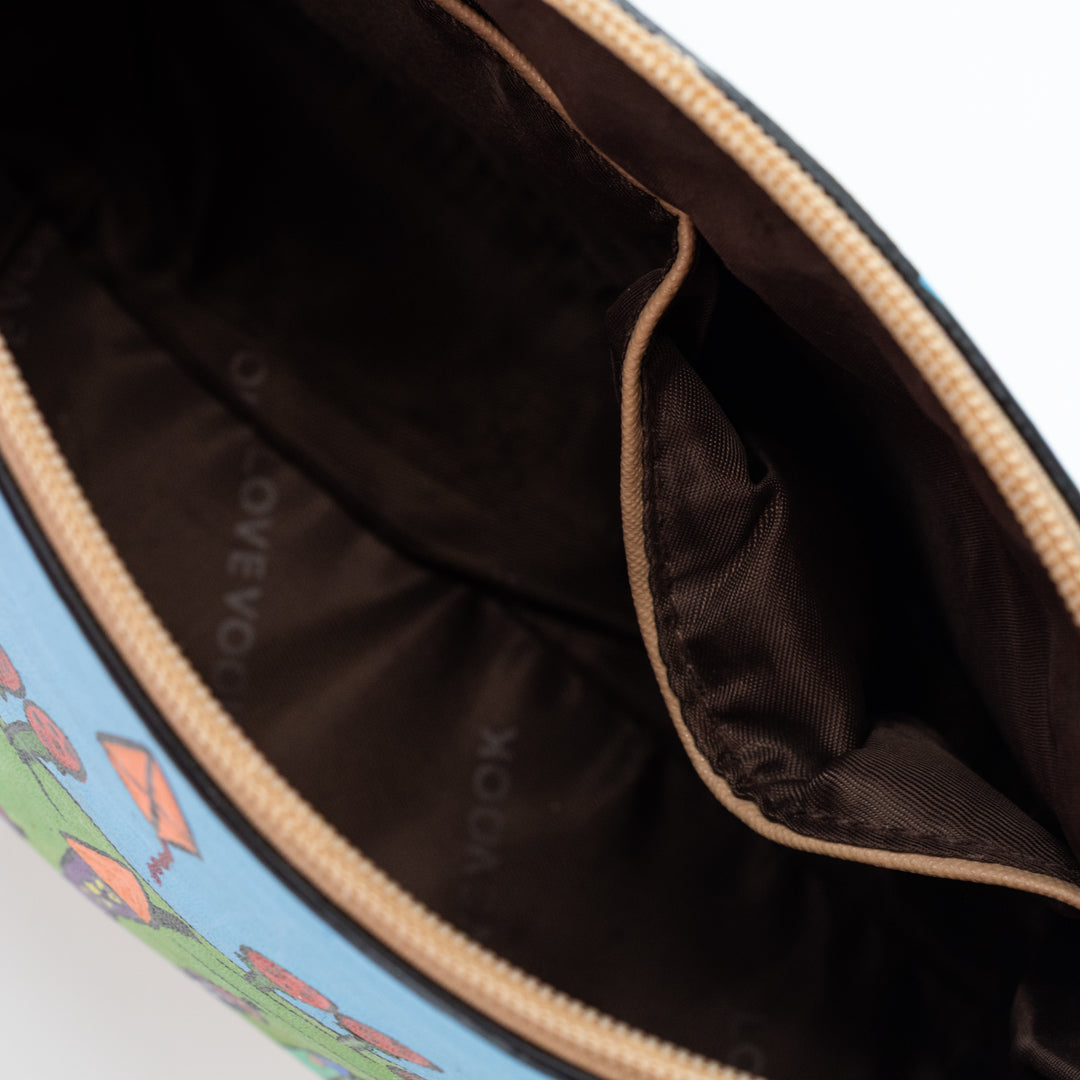 Hand-Painted Village Repurposed Purse | 10" x 3" x 7" | The Painted Attic