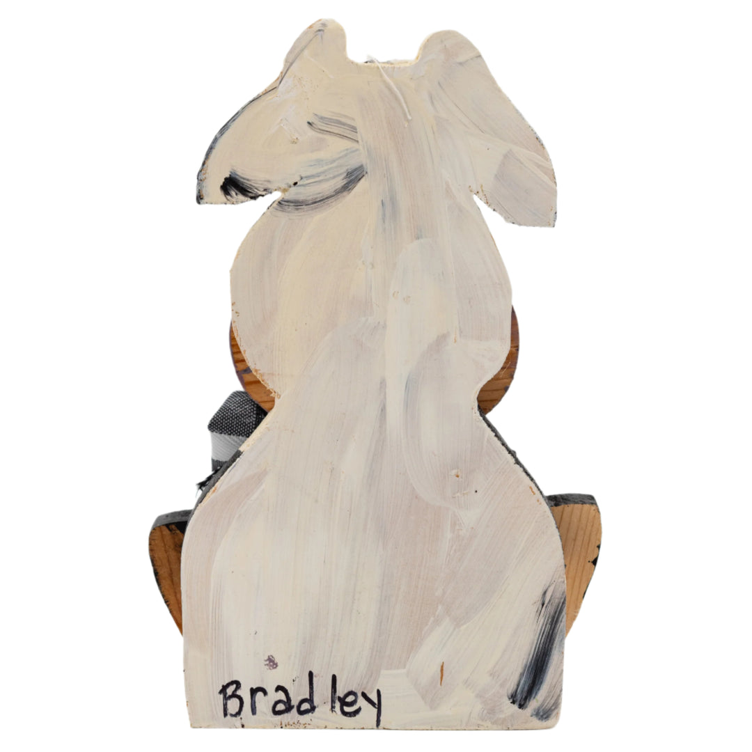Wooden horse figurine with 'Bradley' engraved on a white background