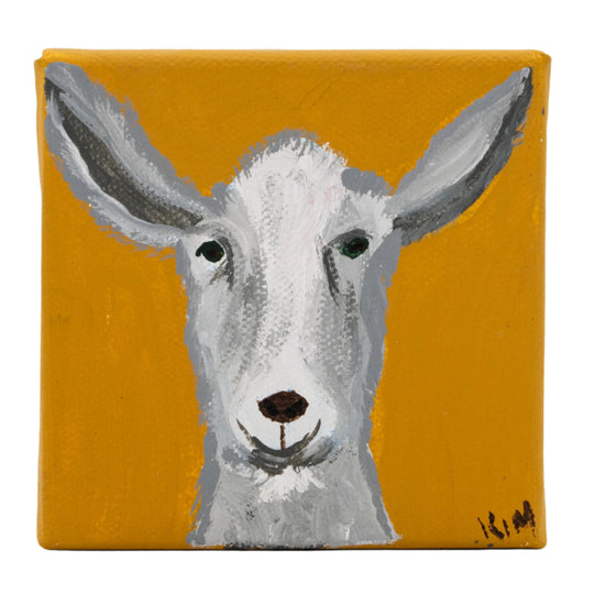 Louise the Goat | 4" x 4" | Canvas Painting | The Painted Attic