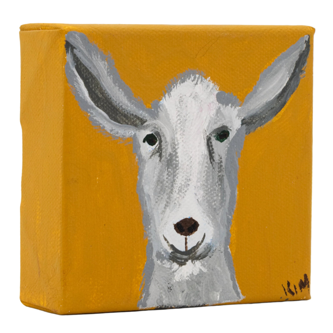 Louise the Goat | 4" x 4" | Canvas Painting | The Painted Attic