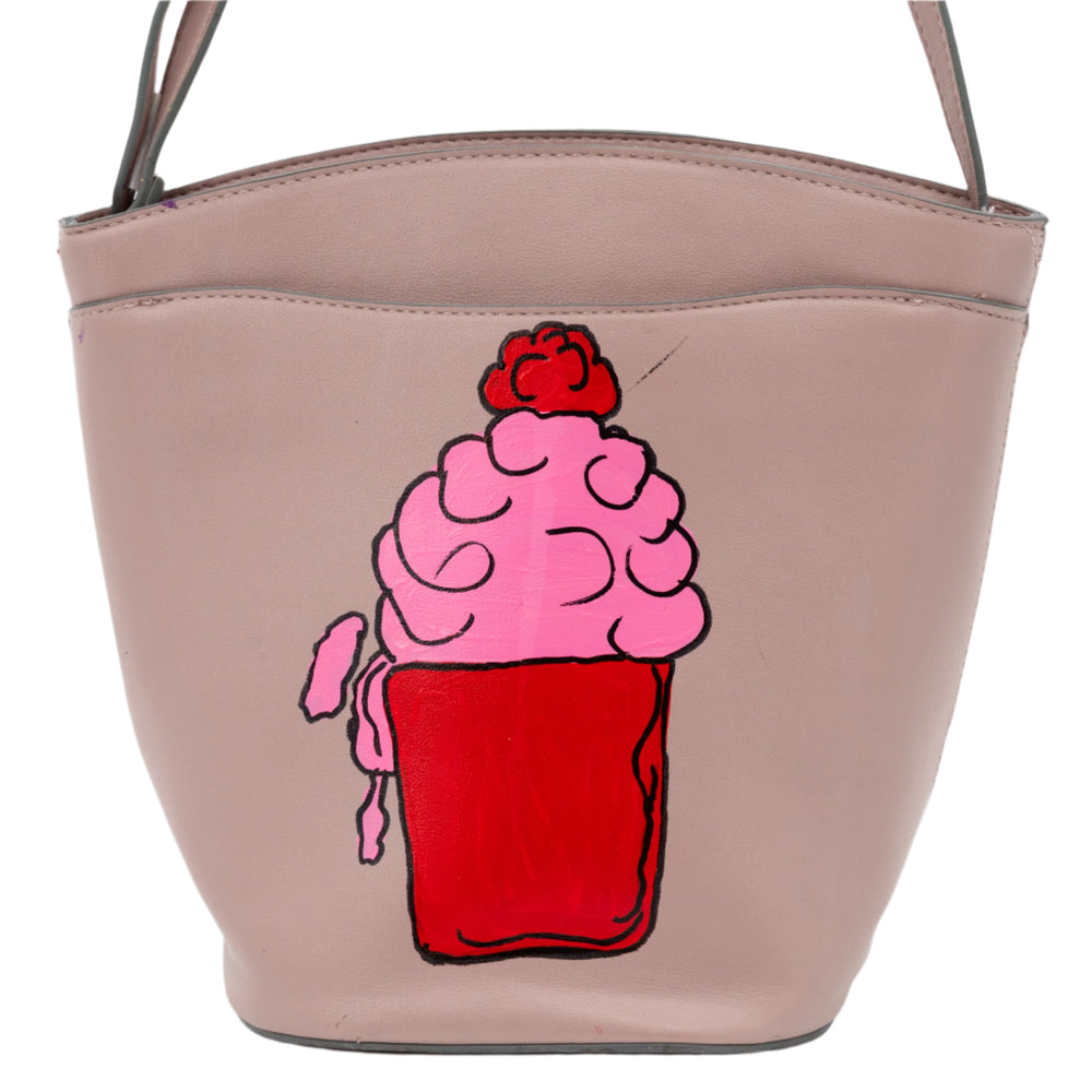 Hand-Painted Coffee & Ice Cream Repurposed Purse | 12" x 3" x 9" | The Painted Attic