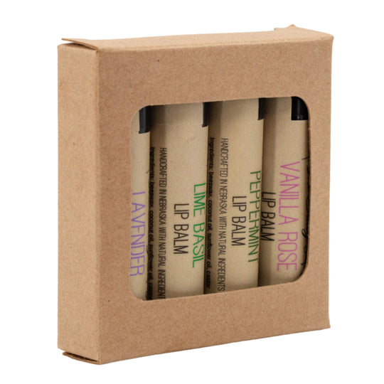 Lip Balm Set | Pack of 4  | Includes Peppermint, Vanilla Rose, Lime Basil, And Lavender Scents | The Salvy Lady