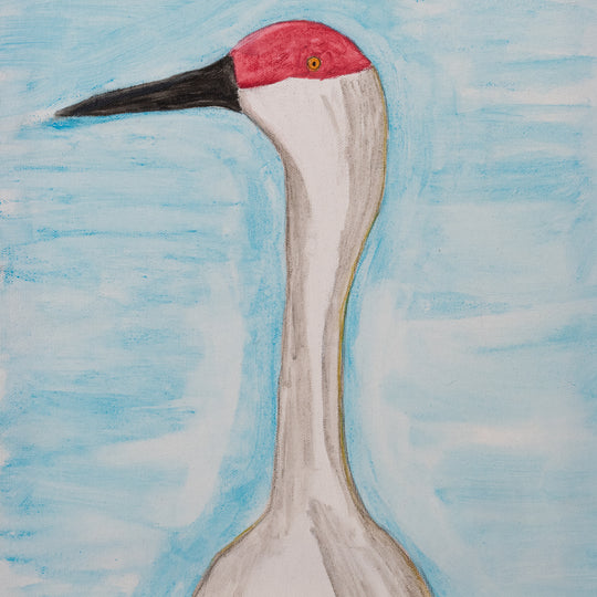 Crane Painting with Blue Sky | 24" x 12.5" | Wildlife Collection