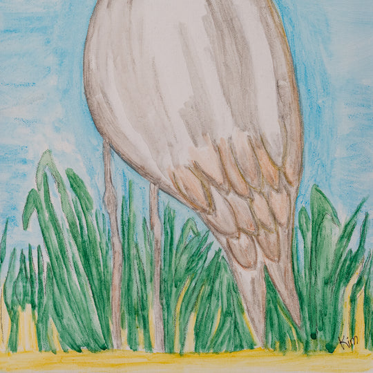 Crane Painting with Blue Sky | 24" x 12.5" | Wildlife Collection