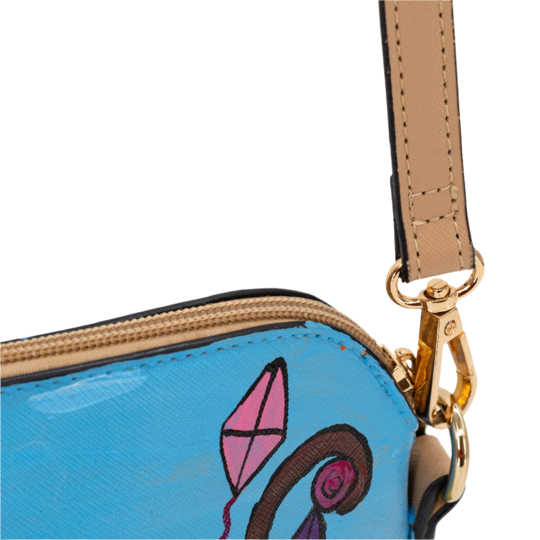 Hand-Painted Village Repurposed Purse | 10" x 3" x 7" | The Painted Attic