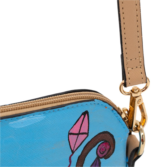 Hand-Painted Village Repurposed Purse | 10" x 3" x 7" | The Painted Attic