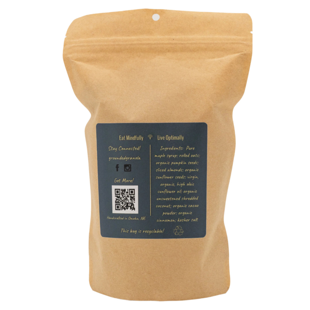 Kraft paper packaging with a label on a white background