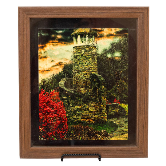 Wooden Frame With Stone Lighthouse Photo | 13.5" x 11.5" | Journey West Photographer
