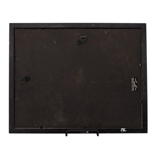 Black rectangular frame with mounting hardware on a white background