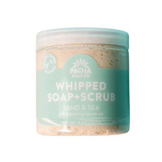 Sand & Sea Whipped Soap + Scrub | 8 oz. | Crafted With Exfoliating Pumice, Cleansing Oils, and Skin-Softening Magnesium | Daily Three-In-One Body Wash | Gently Cleanses, Exfoliates, and Moisturizes At Once | Nebraska Soap