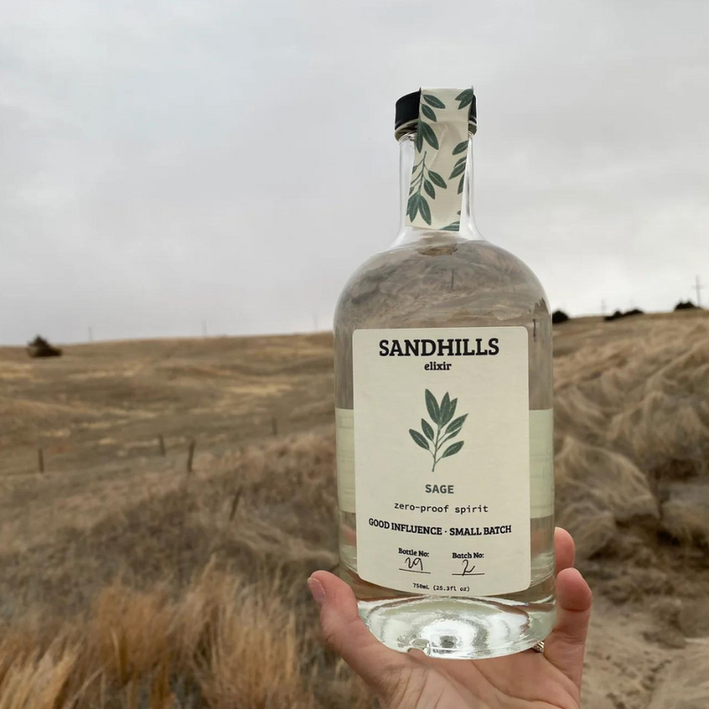 Nebraska Elixirs | Natural Sage Flavor | Zero-Proof Spirit | Made in Small Batches | Savory and Bold Flavors | Non-Alcoholic Cocktails | 25.3 oz. Bottle