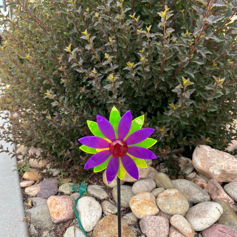 Flower Pinwheel | Yard Décor | 5" Flower | Multiple Colors | Choose Two Colors