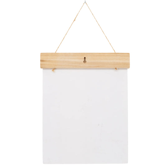 Wooden frame hanging on a white wall