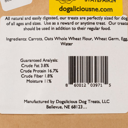 Bag O' Bones Carrot & Oat Dog Biscuits | 20 Biscuits | Dogalicious